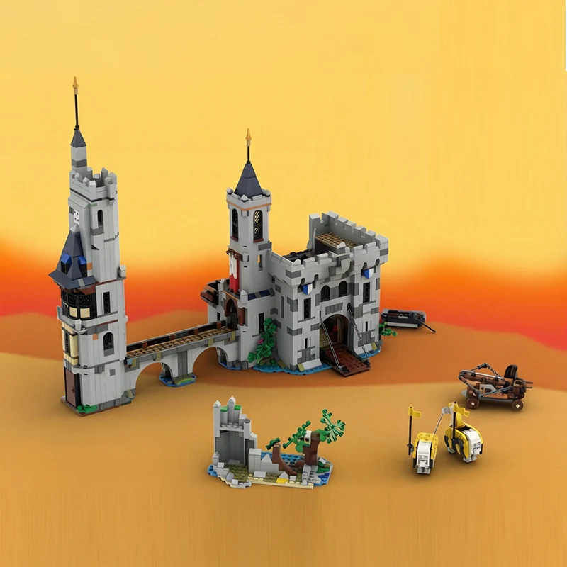 Medieval Castle Model MOC Building Bricks Rock Castle Siege Modular Technology Gifts Holiday Assemble Children Toys Suit