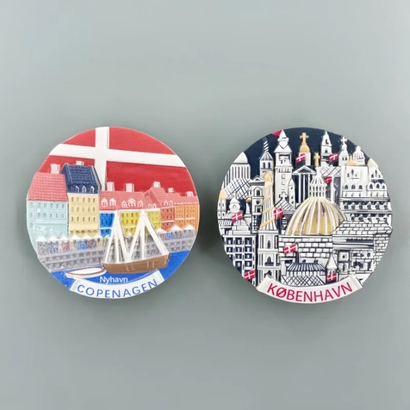 Copenhagen Denmark 3D Fridge Magnets Souvenir Handicraft Resin Refrigerator Magnets Sticker Collection Gift Home Decoration