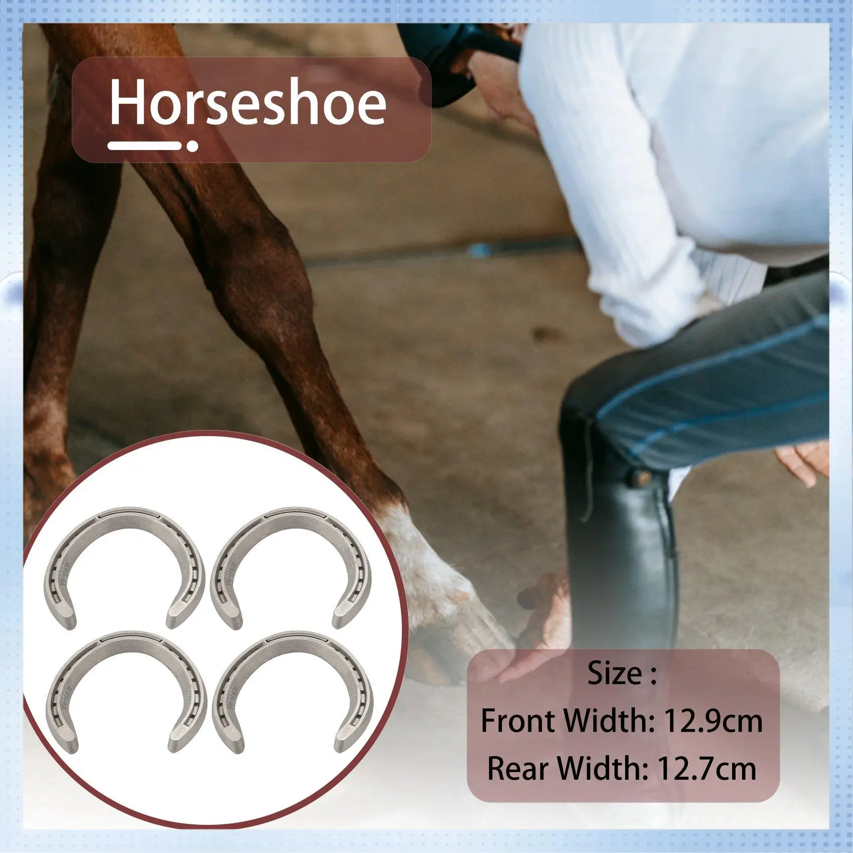 

ABHQ-4Pcs Horse Equipment Aluminum Alloy Horseshoes 2 Front + 2 Rear Farrier Tools For Tournament Play