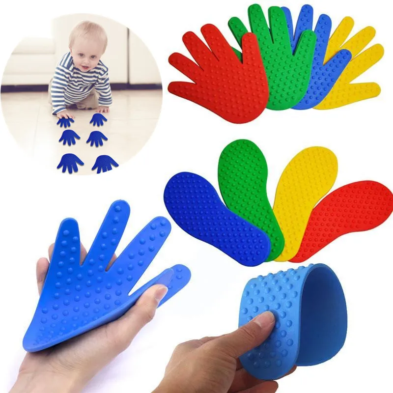 Juguetes deportivos de manos y pies para niños, juegos sensoriales ocupados y juguetones, accesorios coloridos para actividades de salto y gatear al aire libre, 2 uds.