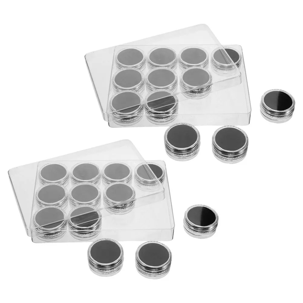 

2 set Acrylic Loose Stone Box Clear Round Jewelry Storage Case With Soft Foam For Gemstones Coins Minerals Display Small