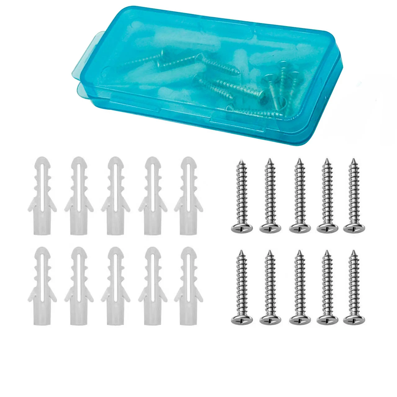 10pcs Drywall Anchor Expansion Screws Assortment Kit Plastic Wall Anchors Cross Recessed Round Head Self-Tapping Screw Parts Kit