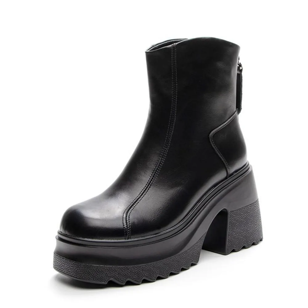 Y.Choice Damen Stiefeletten 2024, Winter-High-Heel-Plattform, Fell hinzufügen, warm, Reißverschluss, klobig, für Damen, kausale Schneestiefel, kurze Schuhe