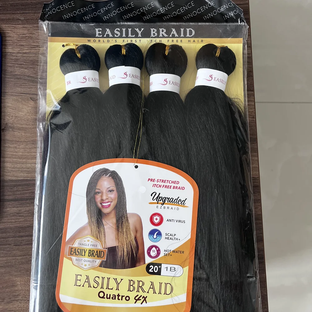 4X Easy Braid 20Inch Synthetic Yaki Texture Professional Braiding Hair Hot Water Setting with packaging Hair Extension For Women