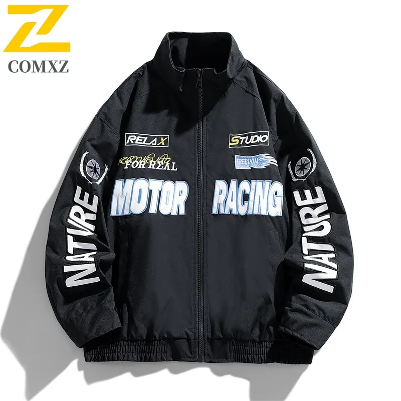 

COMXZ 2025 JK5578 Spring Autumn Mens Fashion Casual Embroidered Hot Sale Trendy Loose Jacket Student Letter Workwear Coat