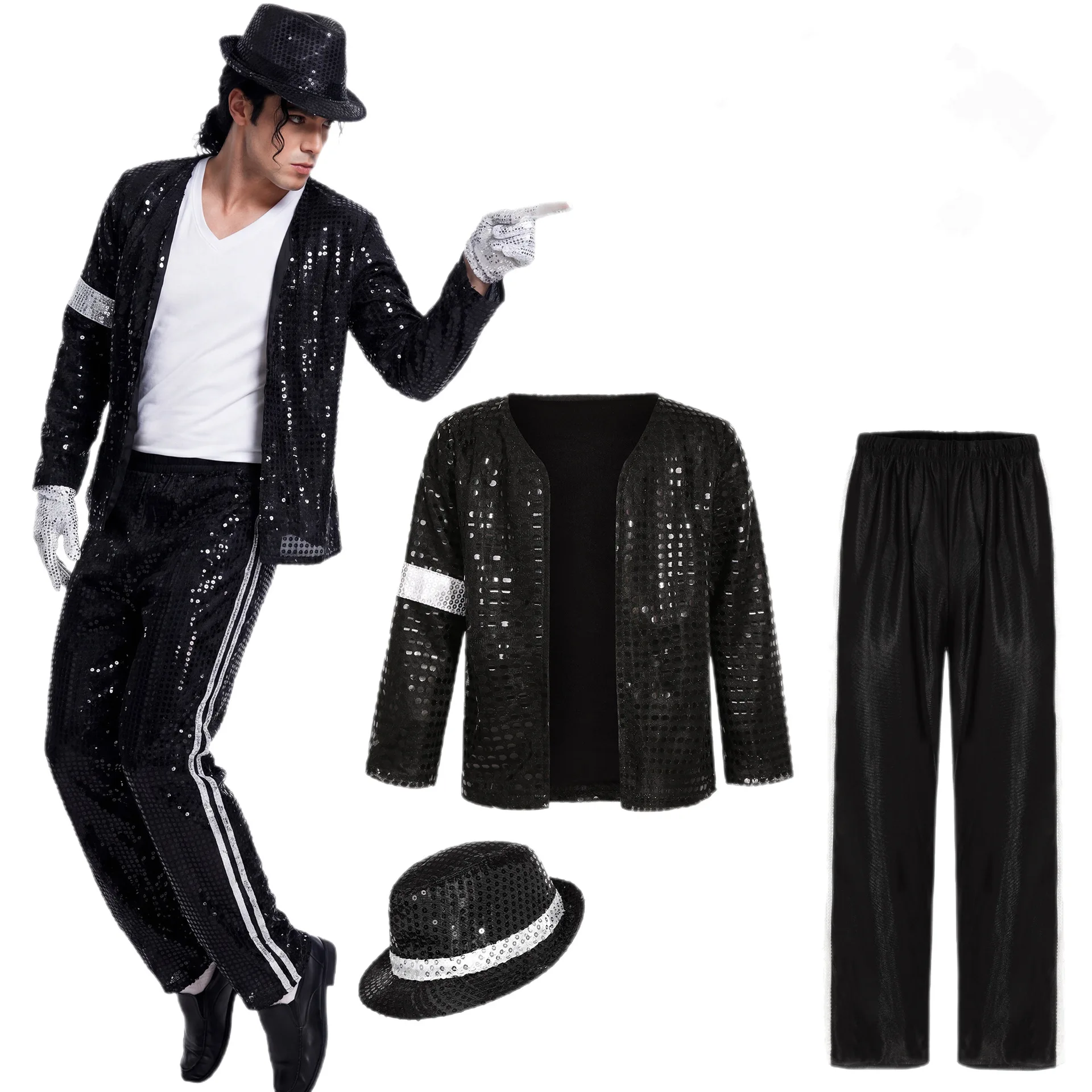 

Michael Jackson Cosplay Costume Halloween Cosplay Birthday Party Dance Performance Costume Pop Star Boys Girls Outfits