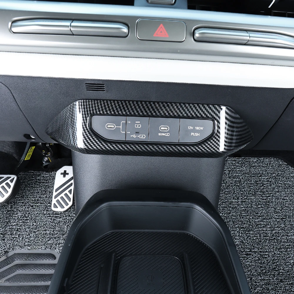 

﻿ Для Kia EV4 2025 2026, углеродное волокно, дерево, стиль, USB-порт, разъем для зарядного устройства, рамка, накладка, аксессуары, левый руль