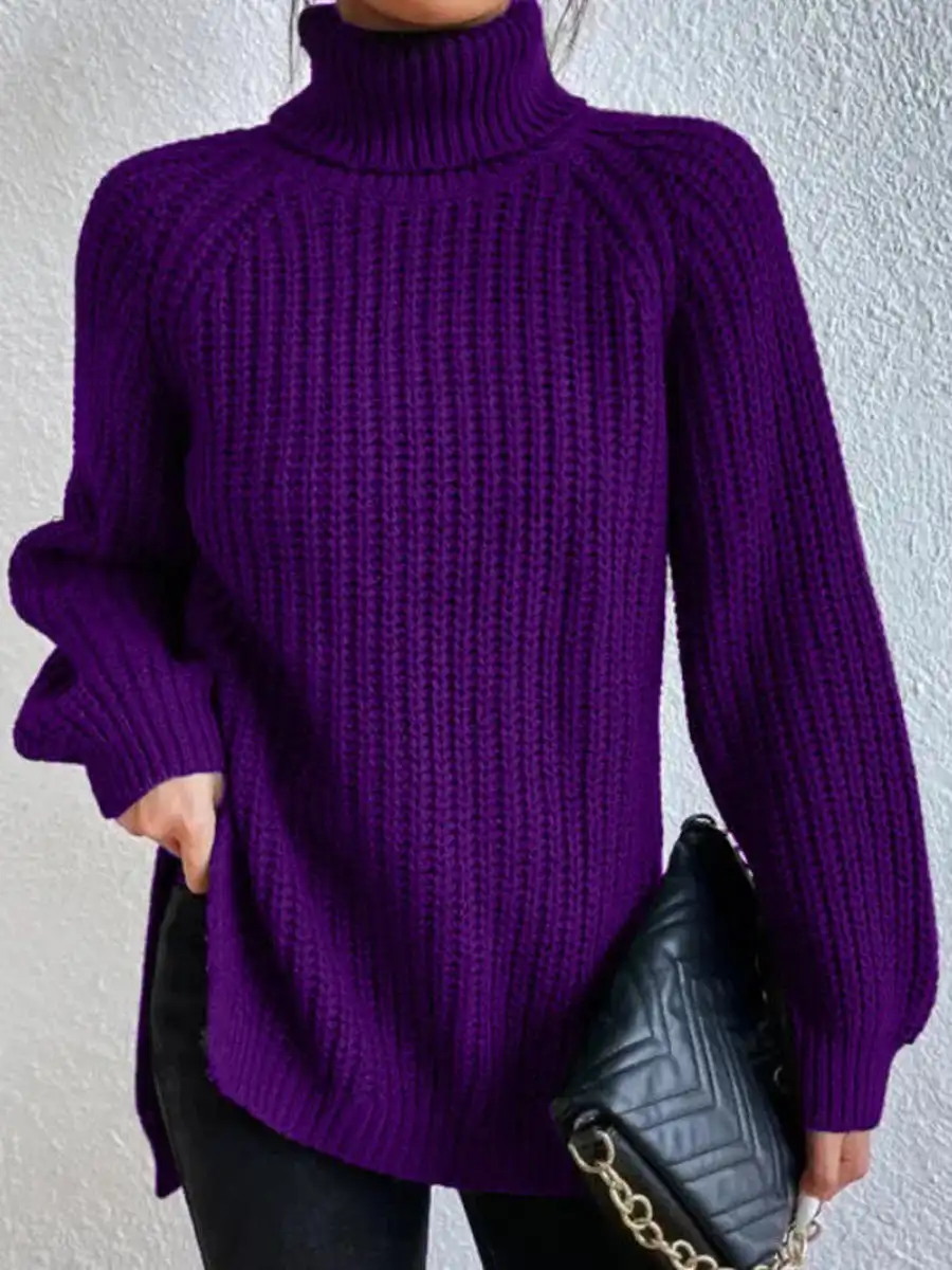 Damen pullover Roll kragen pullover Raglan Fledermaus ärmel Split Saum Pullover lose grob gestrickte Pullover Pullover Pullover Tops