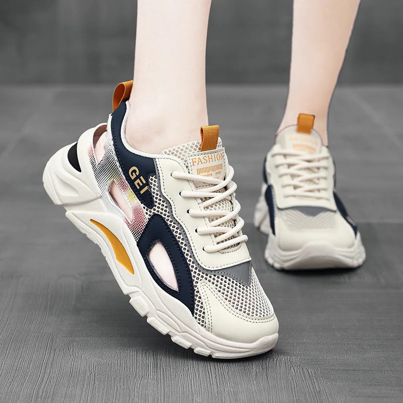 

Женская обувь, новинка 2025, осенняя модная брендовая женская обувь Torre на толстой подошве, повседневная светоотражающая спортивная модная обувь для бега