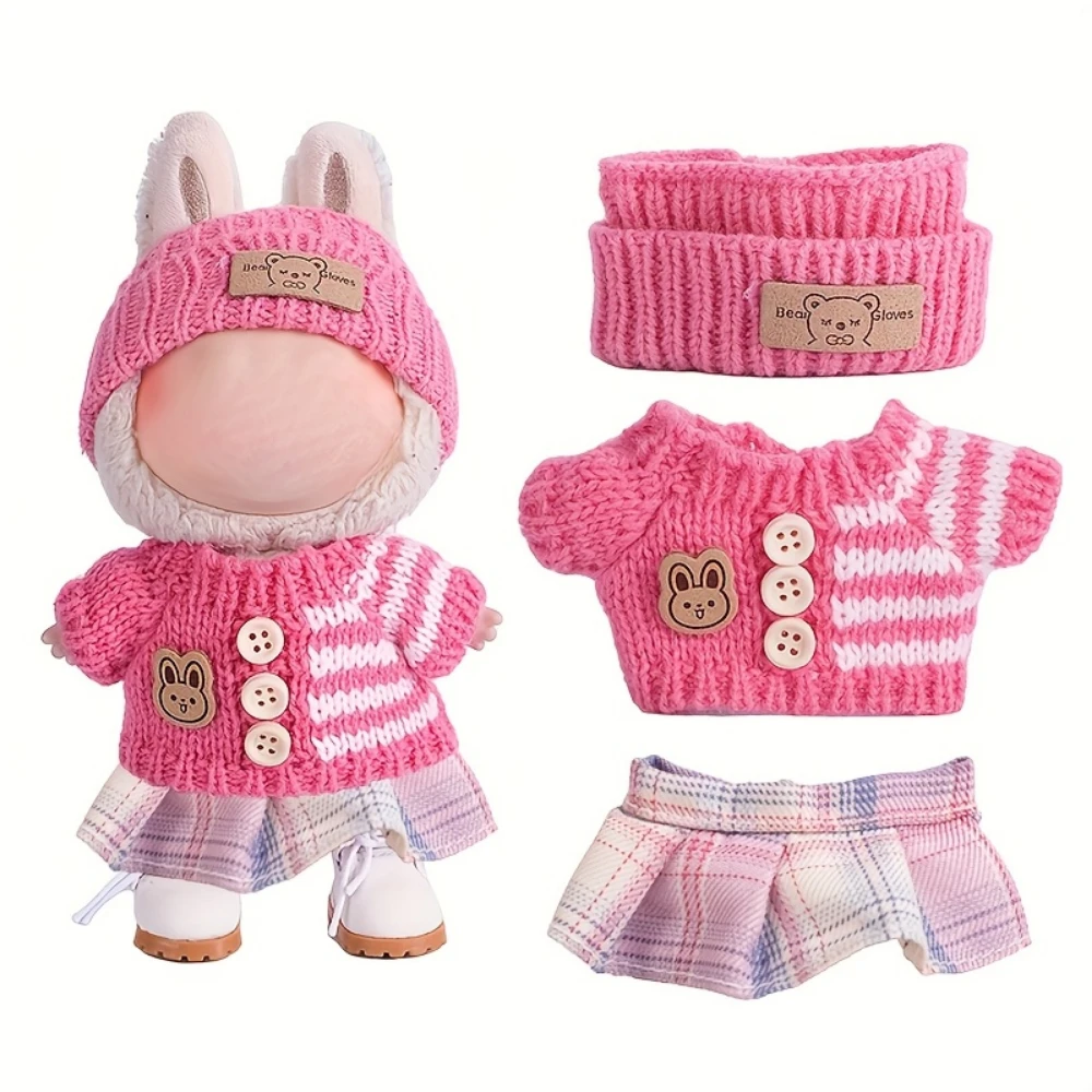 

Dress-Up Clothes Are Suitable for 6.69-Inch Labubu Dolls - Cute Dress-Up Casual Suit, Skirt, and Plush Clothes