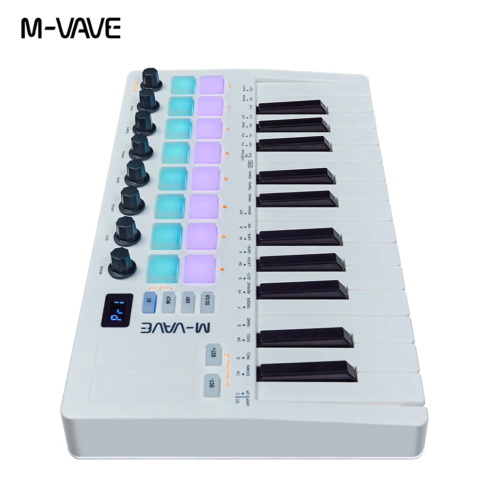 M-VAVE SMK-25 II Pro MIDI 키보드 25개 세미 웨이티드 키 +16개 RGB 패드 8개 매핑 노브 음악 제작 소프트웨어 포함