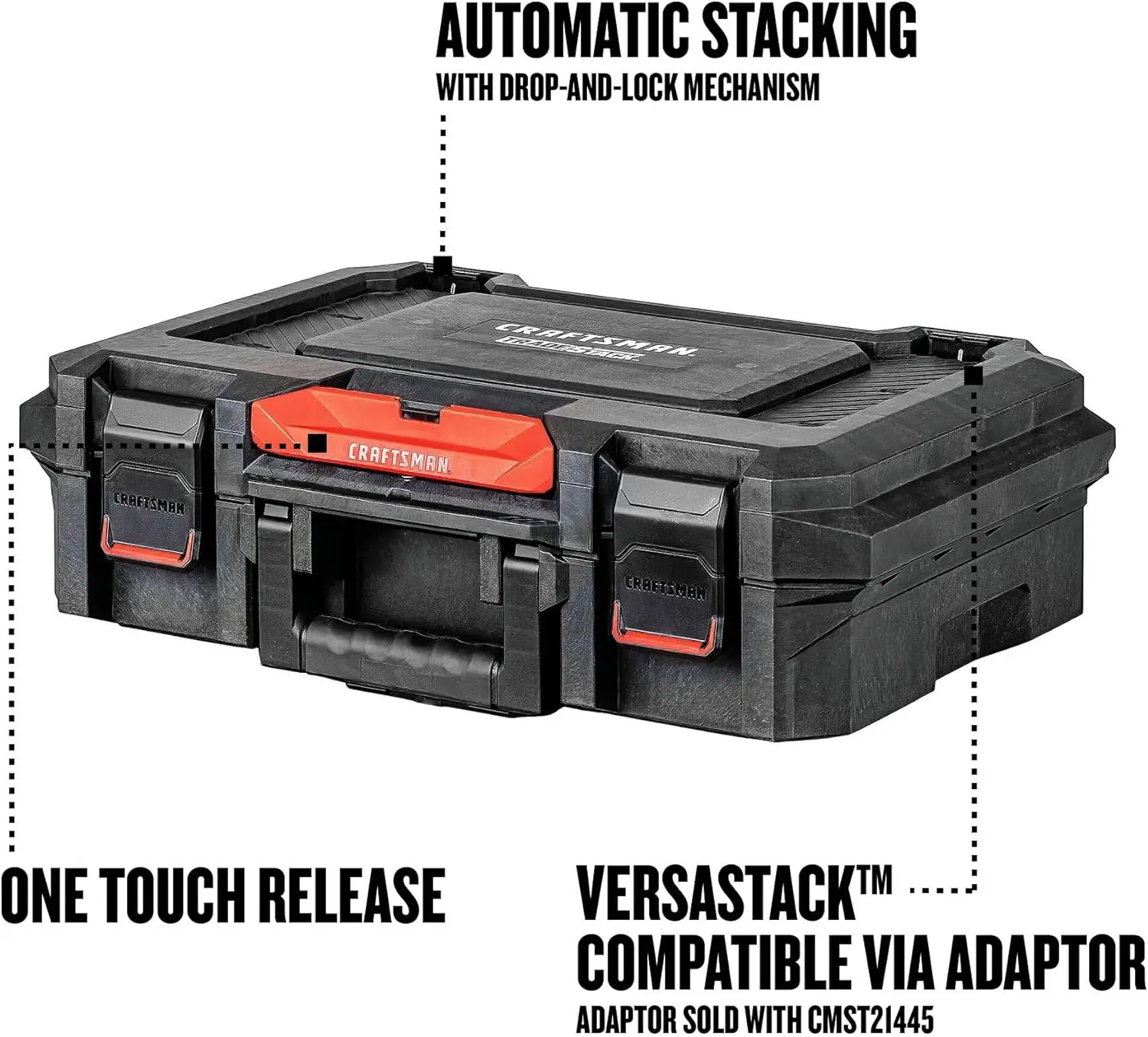 TDestack-ロック可能なシステムツール収納ボックス、cmst21415、21インチ、黒