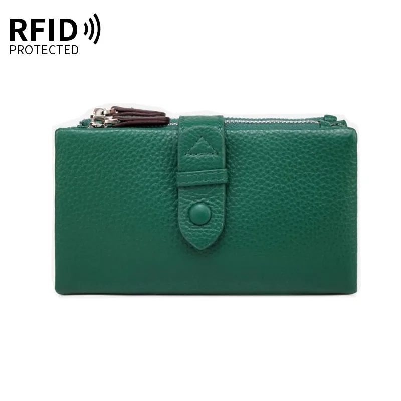 Short Genuine Leather Wallet for Woman 2026 New Soft First Layer Cow Leather Purse Ladies RFID Protected Card Holder Clutch