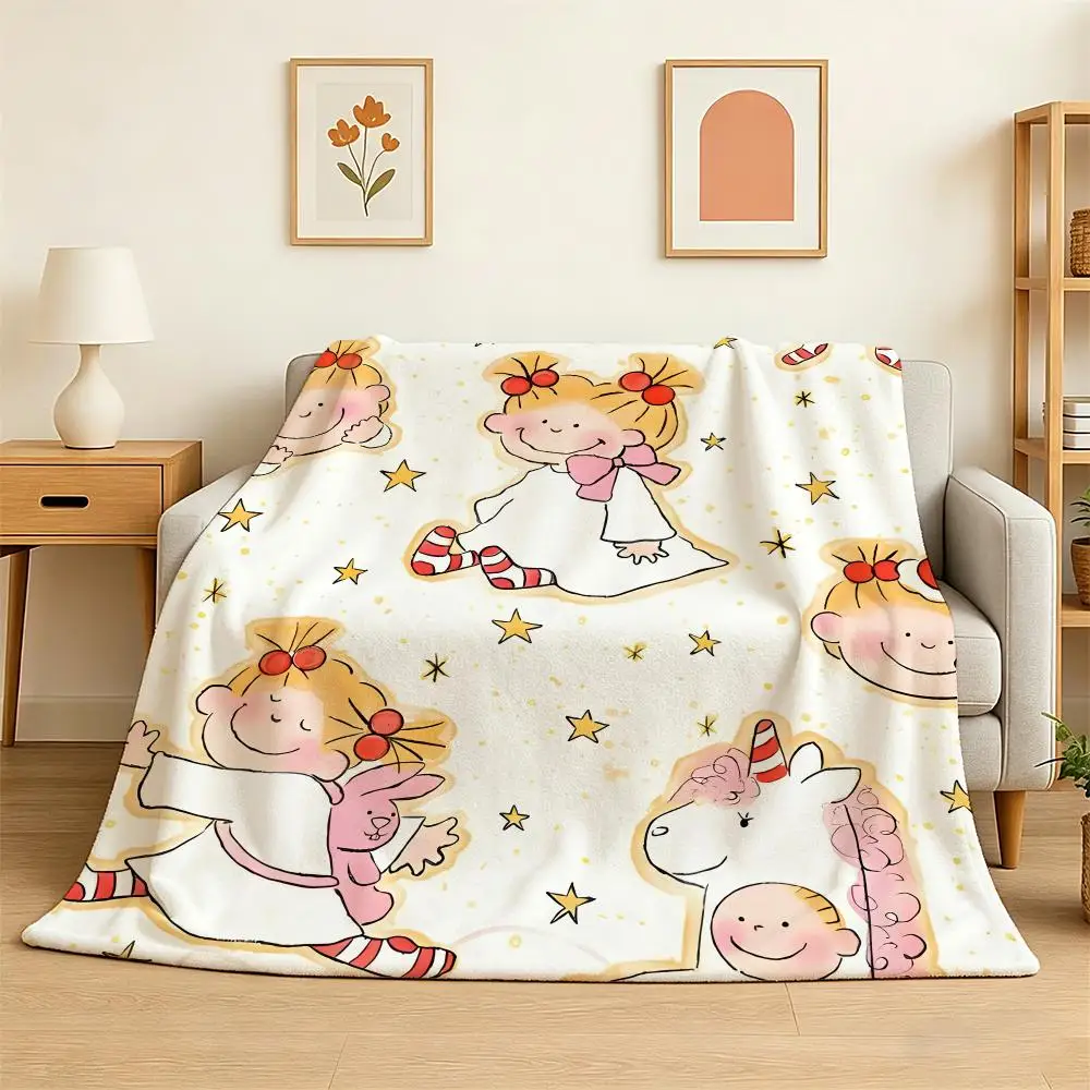cute cartoon funny girl art c-cocos chan Throw  Flannel Blanket Lightweight Soft Skin-friendly Summer Thin Throw Blanket