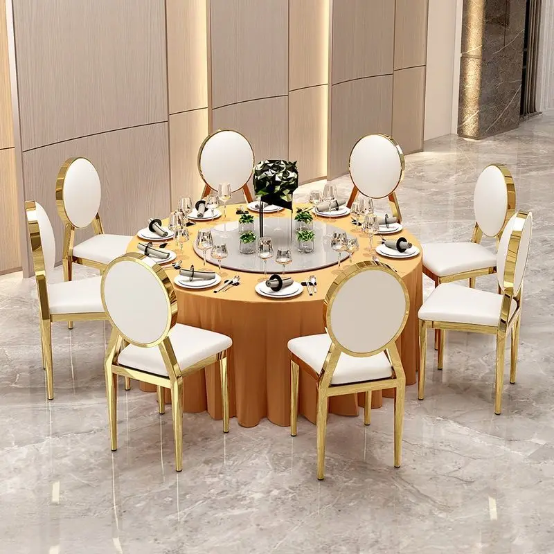 Banquet Hotel Restaurant Dining Chair Golden Bamboo Napoleon Chair Iron Backrest Sun Crown Chair Internet Celebrity Wedding