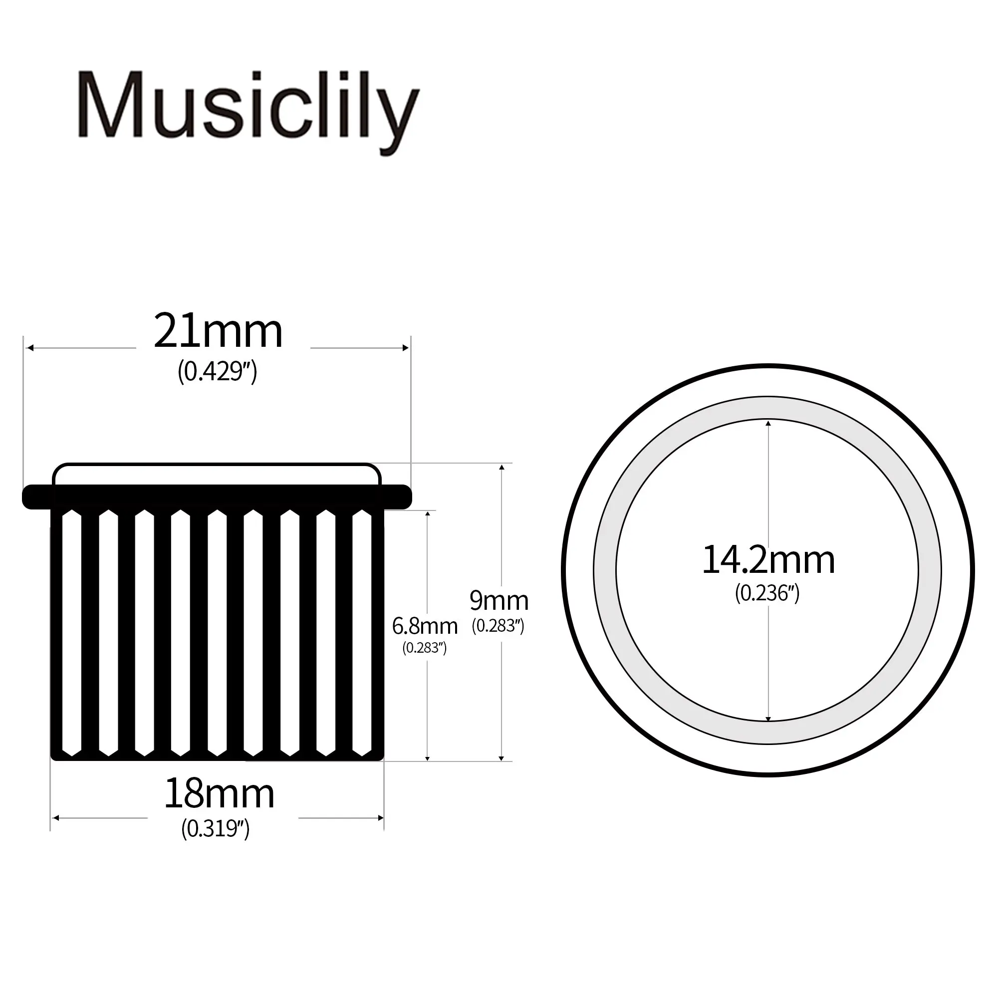 Musiclily Pro 18mm Bushing for Electric Bass Open Style Tuners Tuning Pegs Machine Heads (Set of 4)