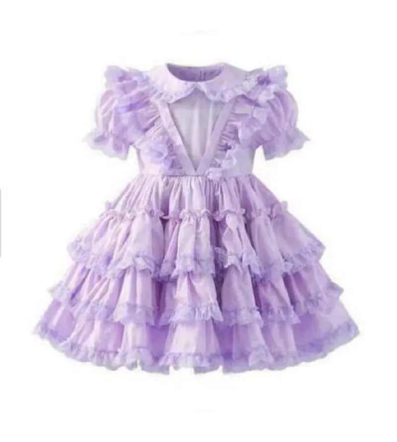 Purple Sissy Doll Collar Cake Skirt Baby Maid Girl Mini Dress Cosplay Tailor-made