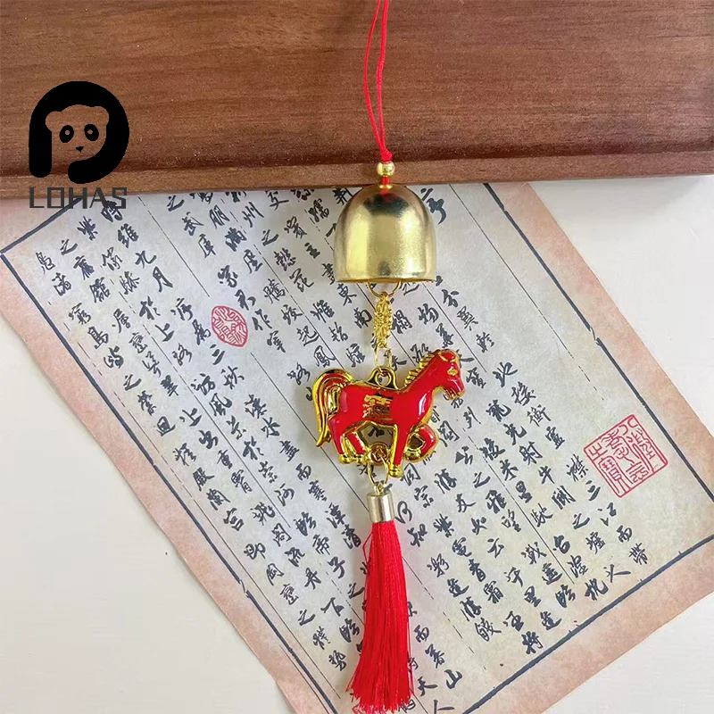 2026 سنة الحصان الجدار الشنق سيارة زخرفة السنة الصينية الجديدة قلادة ذهبية حمراء محظوظ الديكور هووسورمينغ الهدايا #3