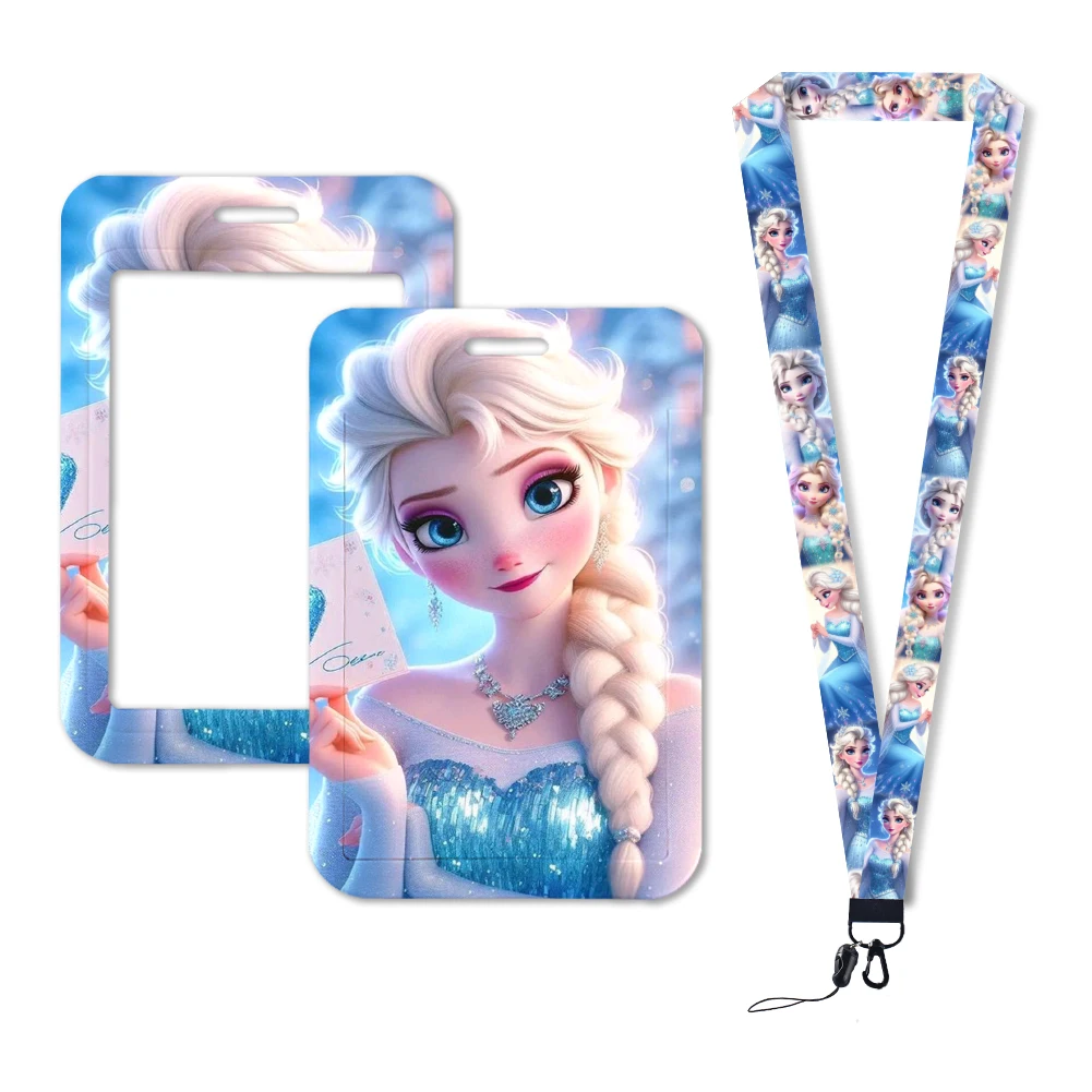 Frozen 2 disney princesa anna animeted cordão de telefone para id crachá titular pescoço cinta chaveiro cordão lariat presentes das meninas