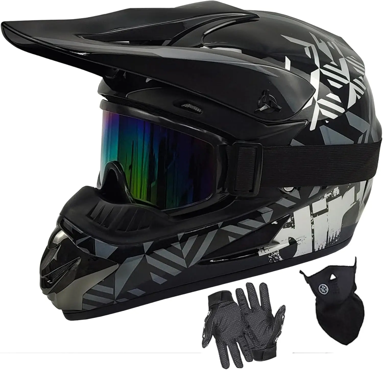 

Youth Dirt Bike Helmets DOT Approved Fashion Kids Motocross, ATV, Off-Road, Four Wheelers, Moutain Bike Motorcycle Helmets (Gogg