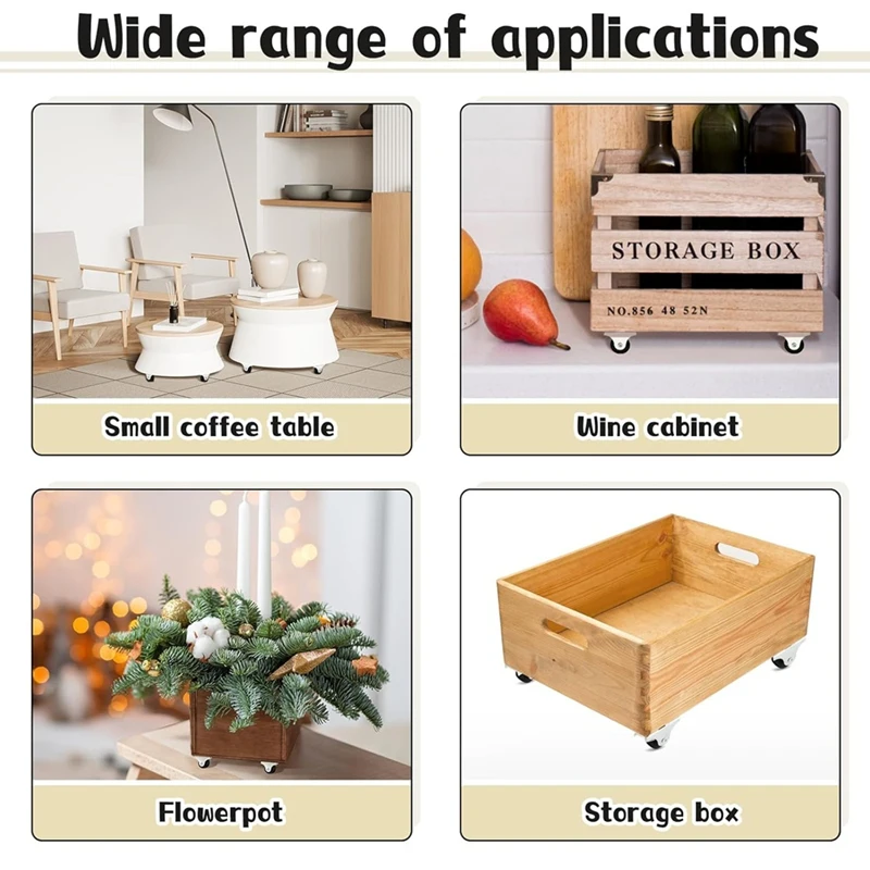 WFF Small Caster Rigid Non-Swivel Fixed Caster With Metal Top Plate For Furniture, Small Appliances With Screws