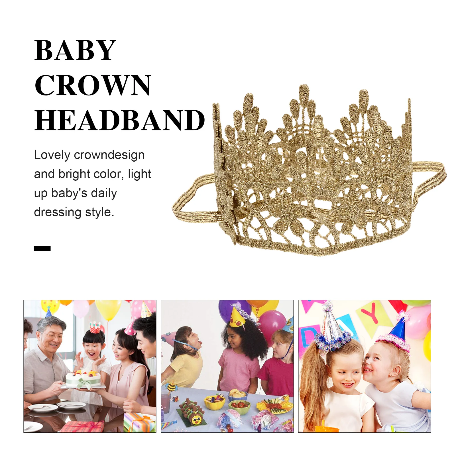 

Children Crown Hair Band Baby Birthday Headwear Photo Prop Toddler Hairband Fabric Headdress Party Decoration