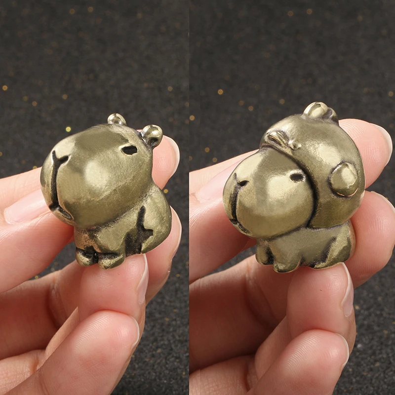 Mini Cute Capybara Ornament Antique Style Collectible Brass Capybara Figurine For Desktop Bookshelf Decoration Gift