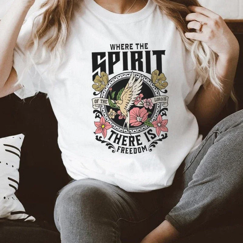 Christian Inspirational T-Shirts Jesus Faith Graphic Tees Women Vintage Aesthetic Bible Verse T Shirt Religious Tops Clothing