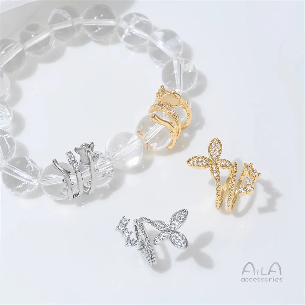 

Q83 14K Gold Zirconium Butterfly Rose Crystal Bracelet, Loop Running Beads, Diy Handmade Accessory Materials