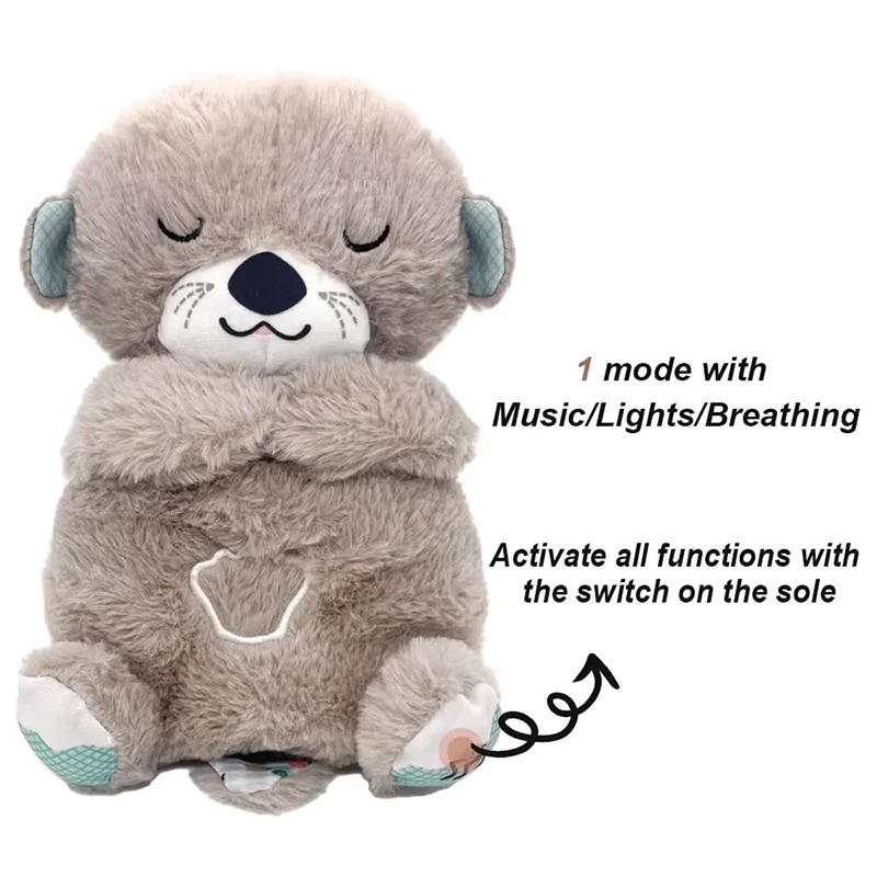 Baby Breath Soothes Otter Plush Toy Doll Stitch Child Soothing Music Sleep Companion Sound and Light Doll Christmas BirthdayGift