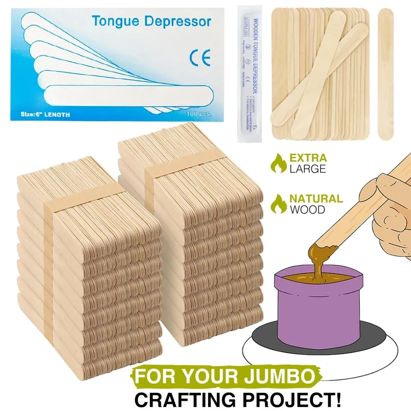10/30/50/100/200PCS Tattoo Waxing Stick Disposable Tongue Depressor Wooden Sterilized Individual Pack Removal Tongue Beauty Tool