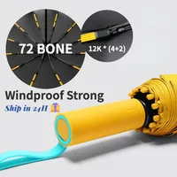 Super Strong Windproof Automatic Umbrella for Men and Women, 60/72 Bone, Large Rainproof, UV Protection, Folding Umbrellas