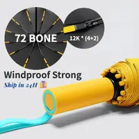 Paraguas automático súper fuerte a prueba de viento para hombres y mujeres, 72 huesos, grande resistente a la lluvia, protección solar UV, paraguas de lluvia plegables