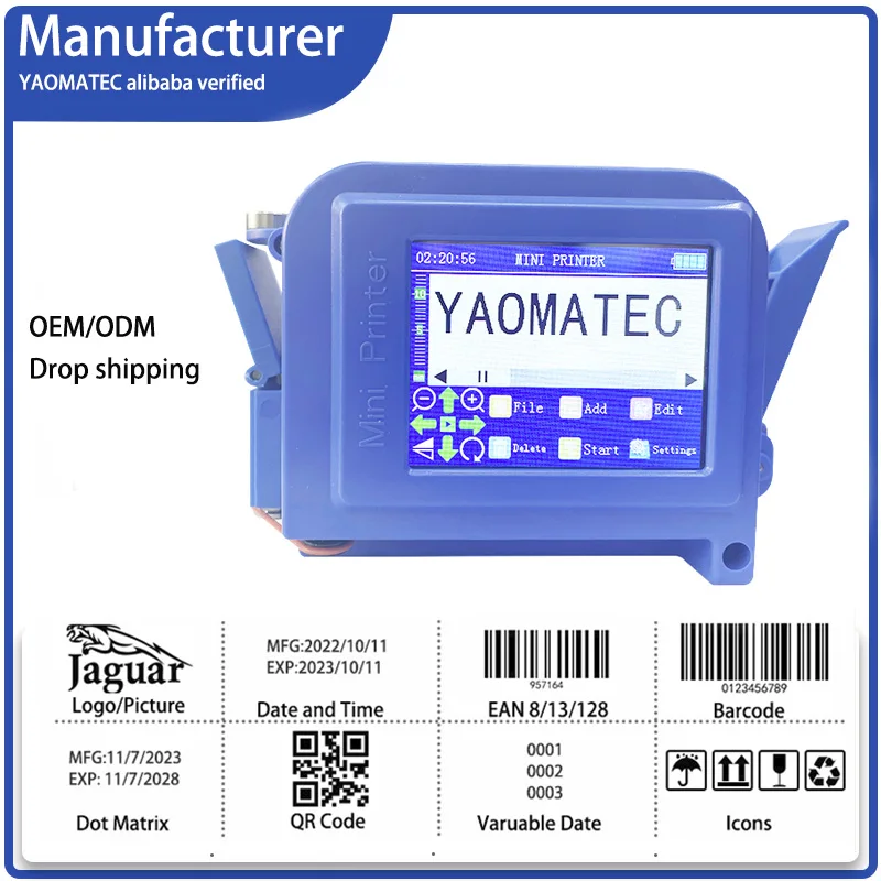 Touch Screen 25 lauguage 12.7mm Bar Batch Code Date Logo Expiry Label Portable Handheld Jet Thermal Inkjet Printer