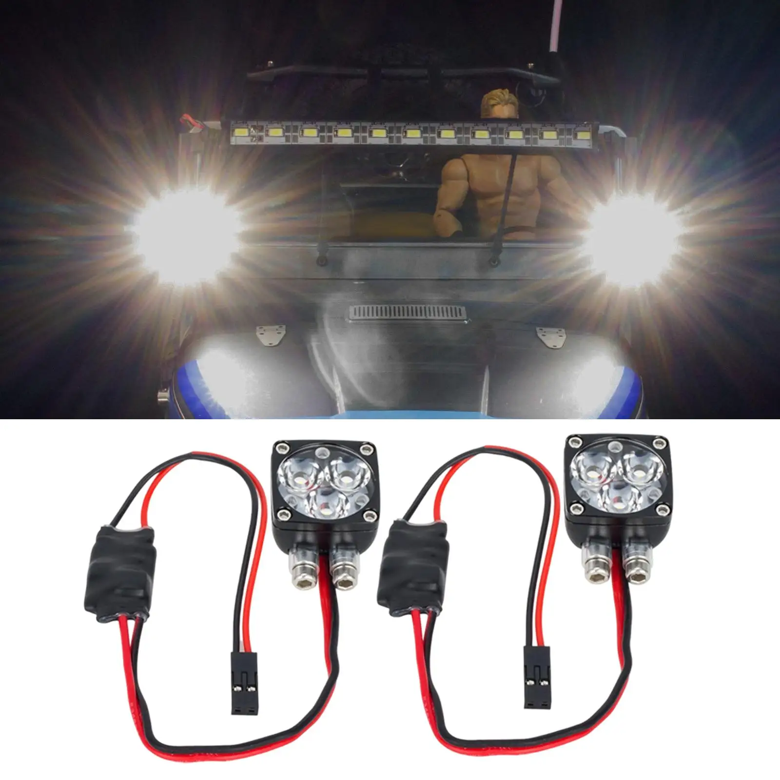 

2Pcs RC Light Kit Sturdy Realistic Performance Replacement Aluminum Alloy Professional Multifunctional Black for Wraith