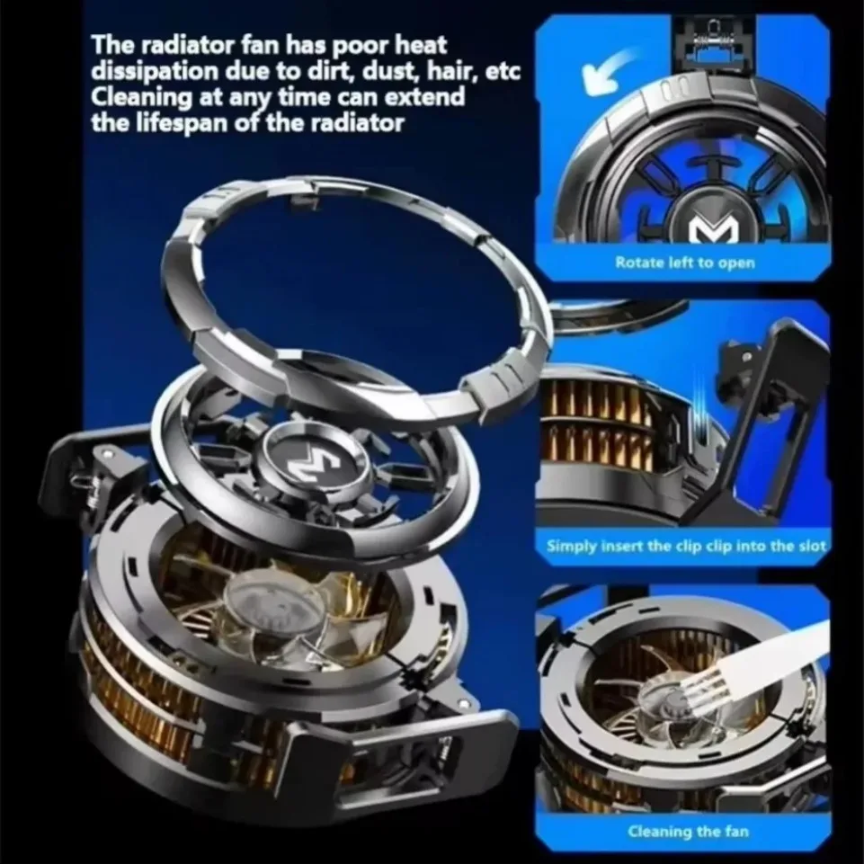 2 In 1 Mobile Phone Cooler Semiconductor Cooling Fan Freeze Radiator Magnetic Back Clip Holder For iPhone Samsung Xiaomi PUBG