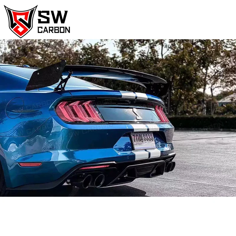 Higher quality Carbon Fiber GT500 Style Rear Diffuser for Ford Mustang 2018-2021 Rear Bumper Lip Under Spoiler Splitter Body Kit