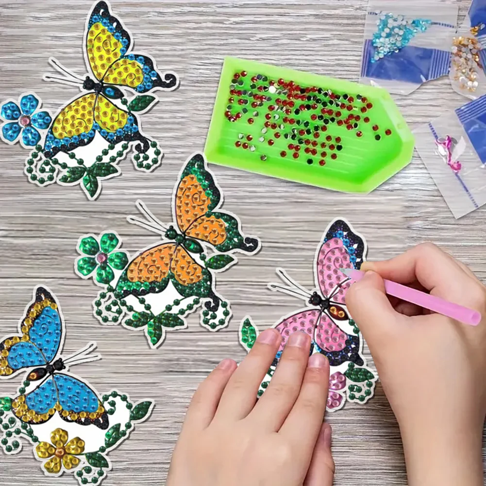 

Diamond Art Painting Wind Chime Acrylic Animal Fairy Flower Diamond Art Painting Wind Bell Hanging Sign Bedroom Decoration