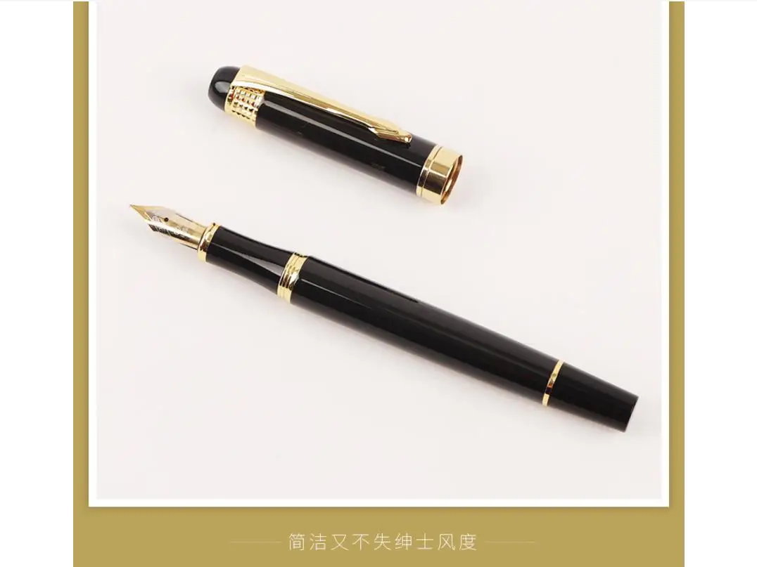 Fountain Pen Metal Smooth Writing Black Calligraphy Pens Refillable Converter Business Study School Office Left Handed