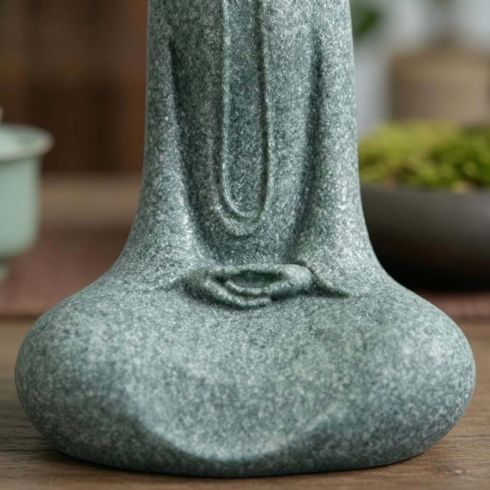 Buddha Figurine Zen-Style Buddha Statue Tabletop Ornament Sculpted Robe Shelf Decoration Minimalist for Miniature Landscape