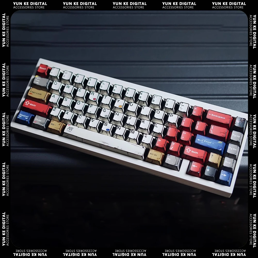 FKKeys Comic Style Keycaps Set Heat Sublimation PBT Cherry Height Keycap 141Keys Mechanical Keyboard Key Caps PC Accessories