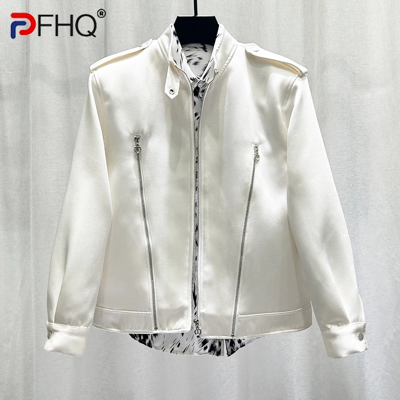 

PFHQ New Niche Design Zipper Stand Up Collar Men's Jacket Korean Fashion Trendy Loose Casual Versatile Short Coat 21Z5910