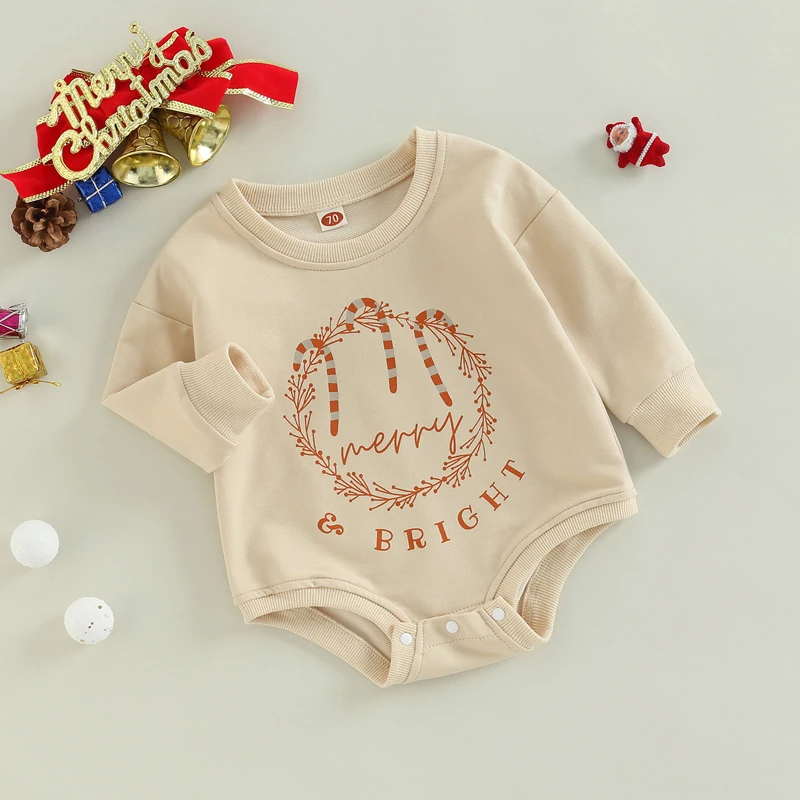 

Christmas Infant Baby Rompers Santa Claus Reindeer Snowflake Print Cozy Long Sleeve Jumpsuit for Newborn Girl Boy