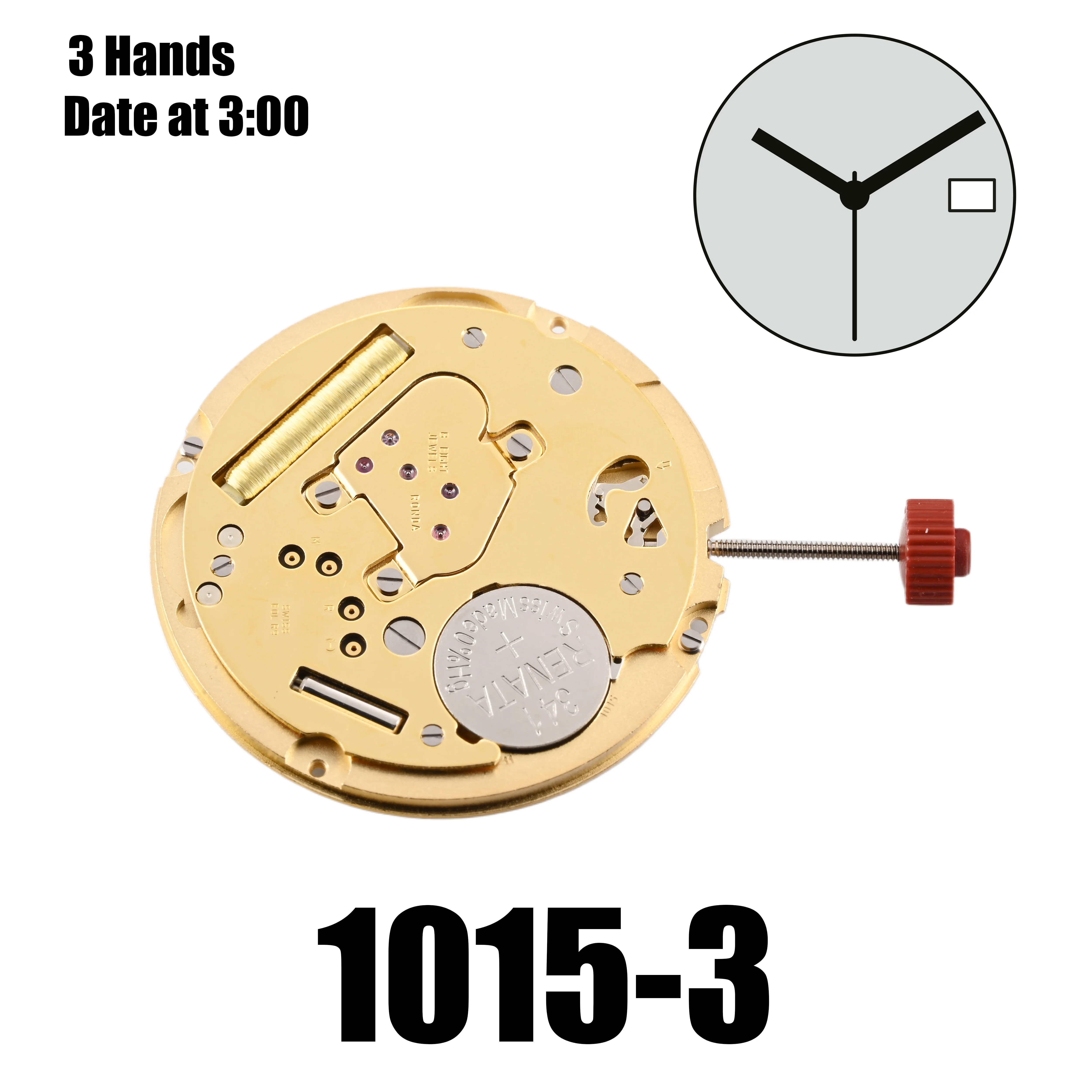 Movimiento de cuarzo Ronda 1015 ocho joyas doradas EOL R9 piezas de reloj de la mejor marca relojero reemplazar Acc con batería 341 Reneta