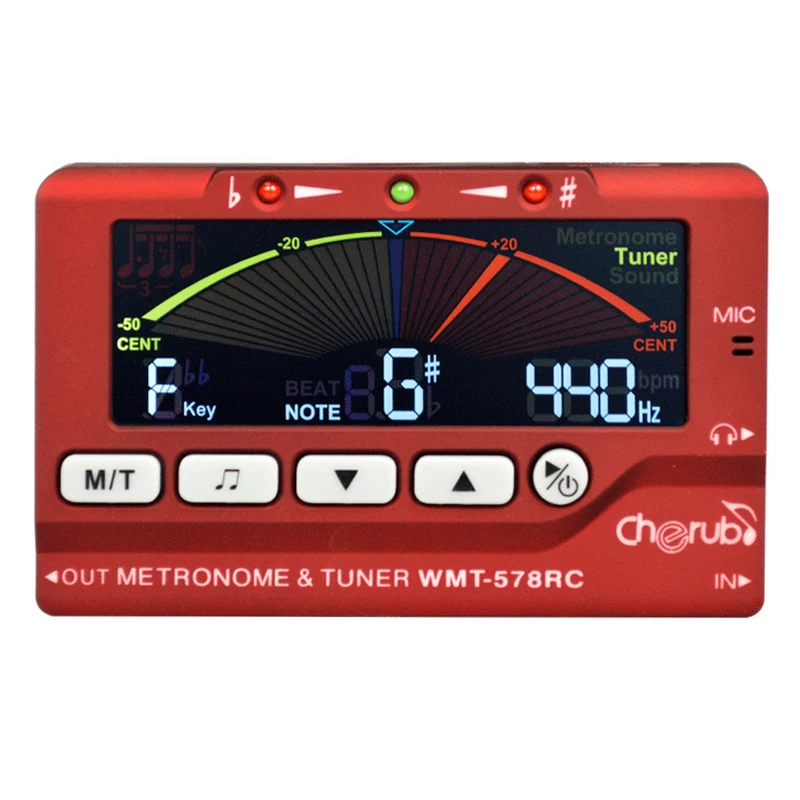 Cherub WMT-578RC LCD Display Flute/Sax Tuner Metronome Built-In Mic Musical Instruments Accessories High Quality Black Red