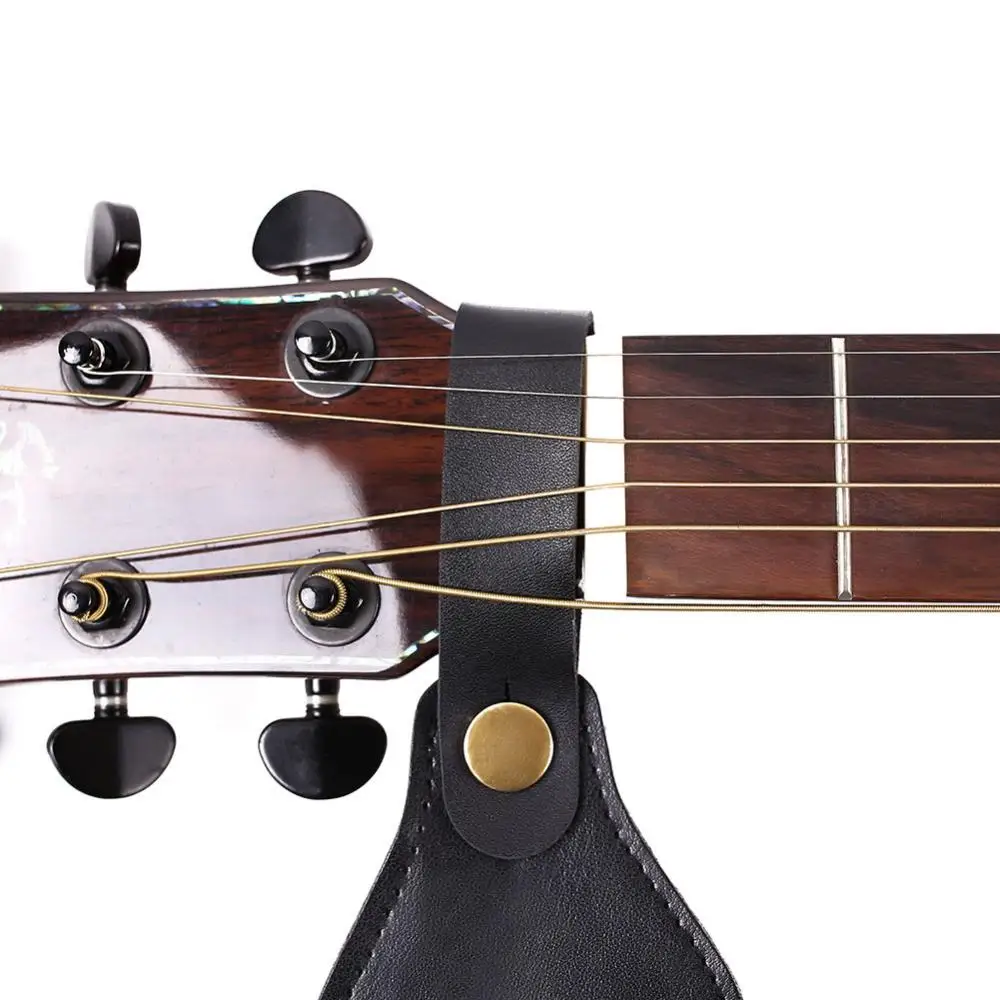 Faux Leather Guitar Neck Headstock Strap Holder Button Lock with Metal Fastener Guitar Head Tie Safe Lock Guitar Accessories