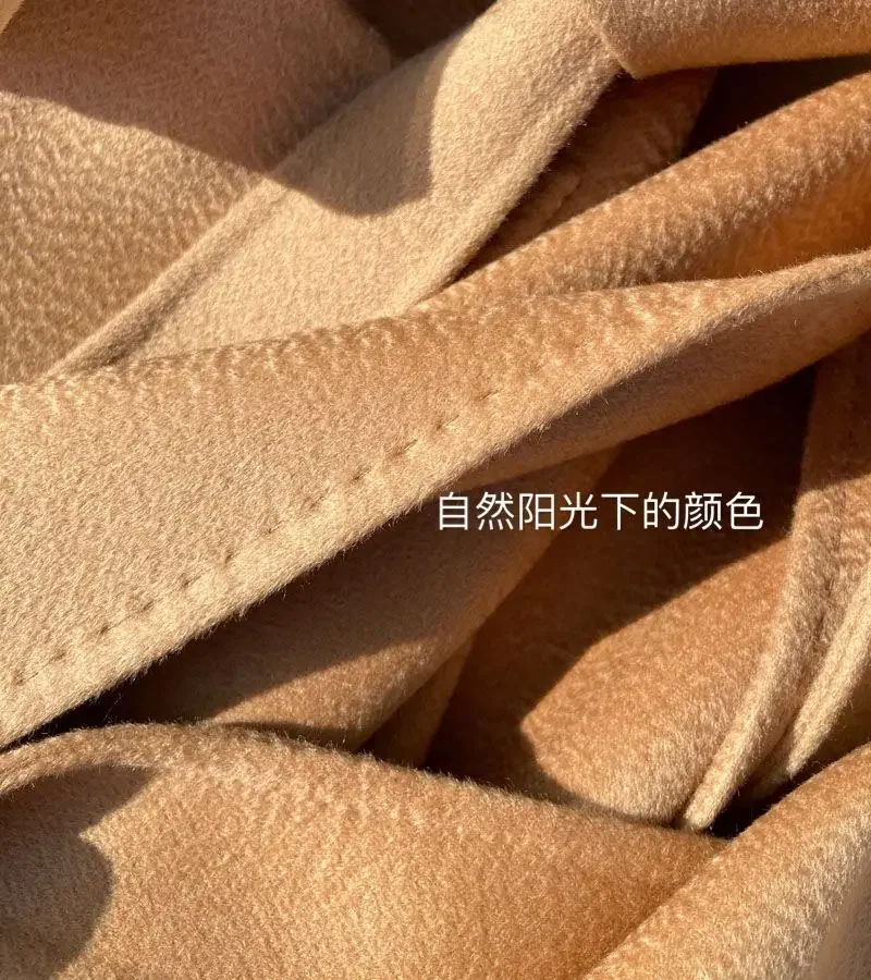 2023 Korean Women Handmade Corrugated Water Ripples Coat Double-sided Cashmere Wool Long Woolen Jacket Cashmere Coat Outerwear