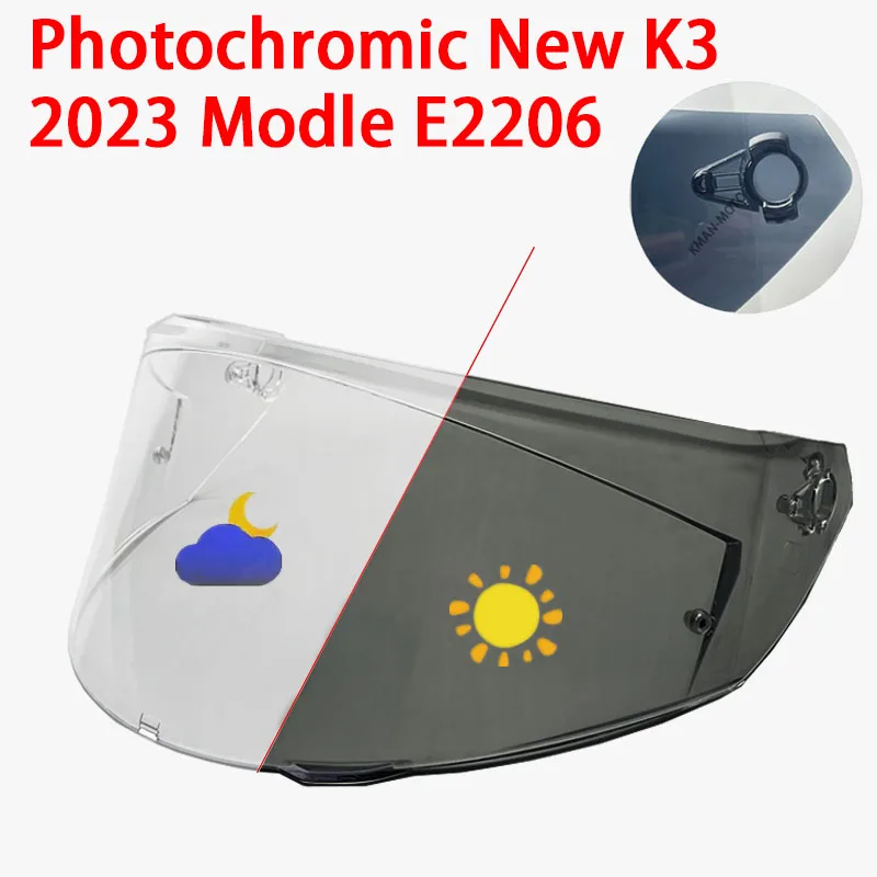 

Photochromic Visor for AGV New K3 E2206 Helmet Lens Face Shield Replacement UV Protection Anti Scratch Clear Vision Durability