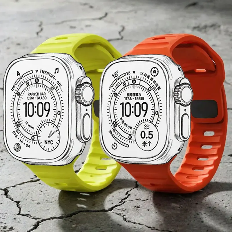 Silicone Strap For Apple Watch Band 46mm 45mm 41mm 49mm 42mm Correa Bracelet iWatch Ultra 3 2 7 8 9 SE 10 11 Watchband 40mm 44mm