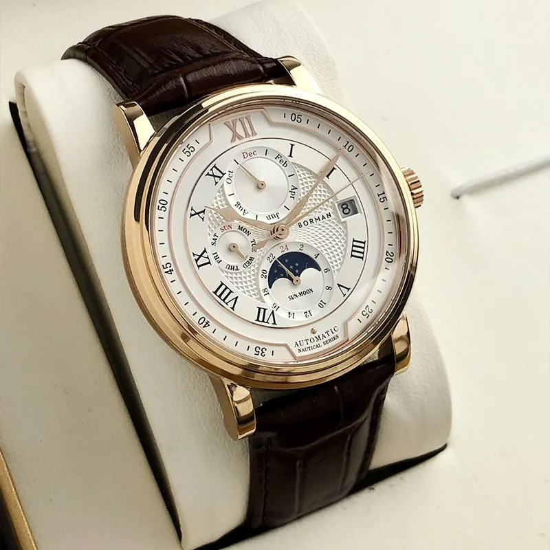 Berman Mechanical Watch Men's Automatic 2026 New Watch Men's Trend Business Waterproof Genuine Brand Leather Watch